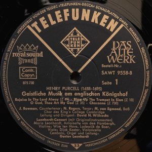 画像2: 独TELEFUNKEN レオンハルト＆ウィルコックス／パーセル イギリス宮廷の宗教音楽